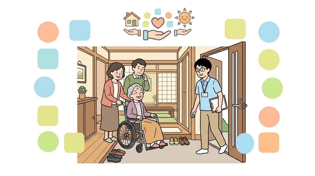 重度訪問介護でスタッフが利用者に寄り添うイラスト